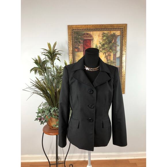 Le Suit Women Blazer 10P Black Lapel Notch Collar 3 Buttons Closure Long Sleeve - Picture 2 of 8